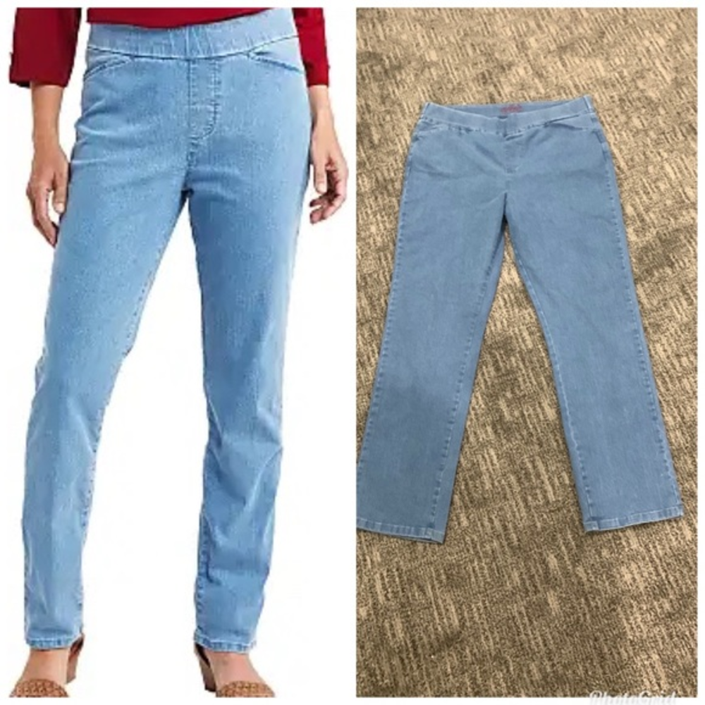 Chic Classic Collection‎ Easy Fit Jeans Size 14 Elastic Waist Spandex